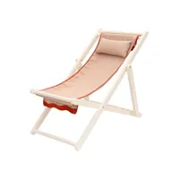 business & pleasure - chaise longue pliable inclinable sling chair en tissu, toile outdoor pleasuretex couleur rose 136 x 67 7 cm made in design