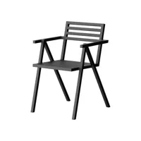 nine - fauteuil de repas empilable 19 outdoors en métal, aluminium thermolaqué couleur noir 54.5 x 68.5 79.5 cm designer butterfield brothers made in design