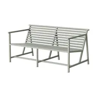 nine - banc avec dossier 19 outdoors en métal, aluminium thermolaqué couleur gris 152 x 79.4 70.2 cm designer butterfield brothers made in design