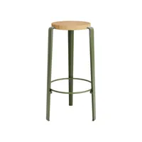 tiptoe - tabouret de bar lou en bois, acier thermolaqué couleur vert 30 x 76 cm designer gregory cibert made in design