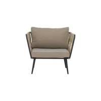 bloomingville - fauteuil rembourré pavone - beige - 87 x 72 x 68 cm - métal, corde polyester