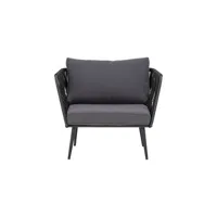 bloomingville - fauteuil rembourré pavone - noir - 87 x 68 x 72 cm - métal, corde polyester