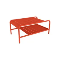 fermob - table basse luxembourg en métal, aluminium couleur orange 90 x 55 38 cm designer frédéric sofia made in design