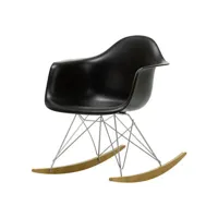vitra - rocking chair eames plastic en plastique, plastique recyclé post-consommation couleur noir 63 x 82.77 76 cm designer charles & ray made in design