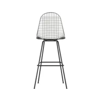 vitra - tabouret haut wire chair en métal, acier époxy couleur noir 56 x 53 123.5 cm designer charles & ray eames made in design