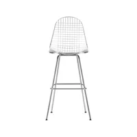 vitra - tabouret haut wire chair en métal, acier chromé couleur métal 56 x 53 123.5 cm designer charles & ray eames made in design
