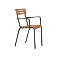 ethimo - fauteuil empilable laren en bois, teck naturel fsc couleur bois 50 x 55 85 cm designer design studio made in