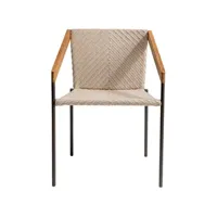 ethimo - fauteuil bridge empilable allaperto en tissu, teck naturel certifié fsc couleur beige 58 x 61 78 cm designer antonio rodriguez made in design