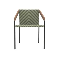 ethimo - fauteuil bridge empilable allaperto en tissu, teck naturel certifié fsc couleur vert 58 x 61 78 cm designer antonio rodriguez made in design