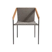 ethimo - fauteuil bridge empilable allaperto en tissu, teck naturel certifié fsc couleur noir 58 x 61 78 cm designer antonio rodriguez made in design