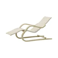 artek - chaise longue sangles en tissu, lin couleur blanc 61 x 164 70 cm designer alvar aalto made in design