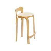 artek - chaise de bar l-leg en bois, lamellé-collé bouleau couleur bois naturel 40 x 30 70 cm designer alvar aalto made in design