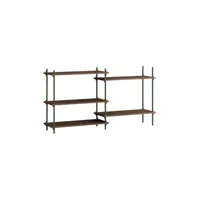 moebe - etagère shelving system en bois, mdf placage chêne couleur marron 163 x 35 85 cm made in design