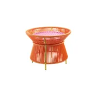 ames - table basse caribe en plastique, fils de pvc recyclé couleur orange 54.1 x 41 cm designer sebastian  herkner made in design