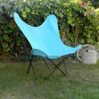 - fauteuil butterfly en tissu, acier thermolaqué couleur bleu 70 x 53.13 90 cm designer antonio bonet made in design