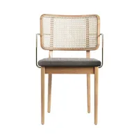 red edition - fauteuil de repas rembourré cannage en bois, chêne massif couleur bois naturel 53.5 x 68.68 80 cm made in design