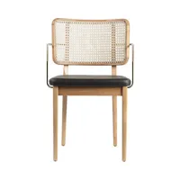 red edition - fauteuil de repas rembourré cannage en bois, chêne massif couleur bois naturel 53.5 x 68.68 80 cm made in design