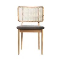 red edition - chaise rembourrée cannage en bois, chêne massif couleur bois naturel 48.5 x 68.68 80 cm made in design