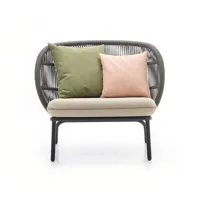 vincent sheppard - fauteuil rembourré kodo en fibre végétale, corde acrylique couleur gris 96 x 50 78 cm designer studio segers made in design