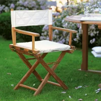 unopiu - fauteuil pliant ginger en tissu, teck couleur blanc 54 x 53.83 88 cm made in design