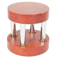 memphis milano - table d'appoint meuble en bois, bois plaqué ronce de noyer couleur naturel 51 x 42 cm designer ettore sottsass made in design