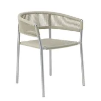 ethimo - fauteuil empilable kilt en tissu, corde synthétique tressée couleur métal 60 x 69.52 74 cm designer marcello ziliani made in design