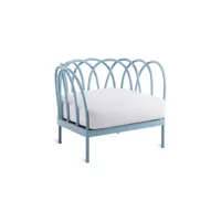 unopiu - fauteuil rembourré les arcs en métal, tissu acrylique couleur bleu 99.06 x 47 cm designer meneghello paolelli associati made in design