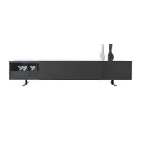 cappellini - buffet luxor en bois, stratifié revêtu d'aluminium couleur noir 270 x 106.09 66 cm designer giulio made in design