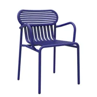 petite friture - fauteuil bridge empilable week-end en métal, aluminium thermolaqué époxy couleur bleu 57 x 71.53 77 cm designer studio brichetziegler made in design