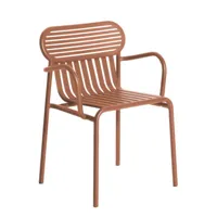 petite friture - fauteuil bridge empilable week-end en métal, aluminium couleur marron 57 x 67.39 77 cm designer studio brichetziegler made in design