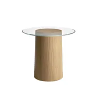 fritz hansen - table d'appoint stub en verre, multiplis bouleau plaqué chêne couleur bois naturel 53.83 x 44.5 cm designer mette schelde made in design