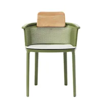ethimo - fauteuil empilable nicolette en métal, aluminium moulé laqué couleur vert 57 x 67.82 77 cm designer patrick norguet made in design