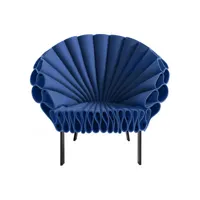 cappellini - fauteuil peacock - bleu - 123.24 x 123.24 x 90 cm - designer dror benshetrit - tissu, feutre