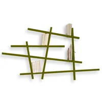 compagnie - bibliothèque mikado - vert - 19 x 185 x 100 cm - designer jean-françois bellemère - bois, hêtre laqué