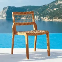 unopiu - chaise empilable synthesis en bois, fibre synthétique waprolace couleur bois naturel 54 x 68.68 80 cm made in design