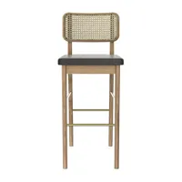 red edition - chaise de bar rembourrée cannage en bois, chêne massif couleur bois naturel 43 x 69.52 96 cm made in design