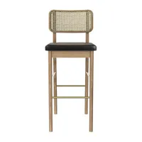 red edition - chaise de bar rembourrée cannage en bois, chêne massif couleur bois naturel 43 x 70.34 96 cm made in design