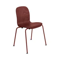 cappellini - chaise empilable tate en bois, contreplaqué de hêtre teinté couleur rouge 77.31 x 80.5 cm designer jasper morrison made in design