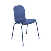 cappellini - chaise empilable tate en bois, contreplaqué de hêtre teinté couleur bleu 77.31 x 80.5 cm designer jasper morrison made in design