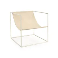 valerie objects - fauteuil seat en cuir, acier couleur beige 62 x 69.93 61 cm designer muller van severen made in design