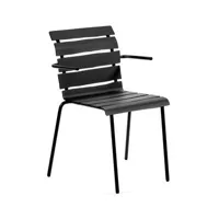 valerie objects - fauteuil empilable outdoor en métal, aluminium thermolaqué couleur noir 63.16 x cm designer maarten baas made in design