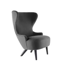 tom dixon - fauteuil rembourré wingback en bois, chêne massif laqué couleur gris 73 x 91.98 100 cm designer made in design