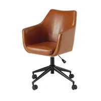 fauteuil de bureau en textile enduit marron vieilli