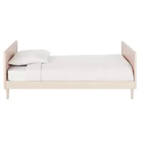 lit avec sommier à lattes en bois de pin beige rosé 90x190