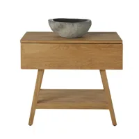 meuble vasque en bois et pierre de rivière