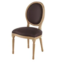 chaise médaillon en lin taupe grisé et bois de frêne massif