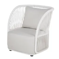 fauteuil de jardin en fibre polyoléfine gris perlé et corde blanche
