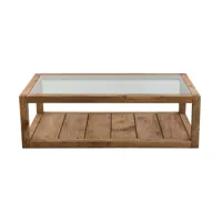 table basse en bois marron 140 cm