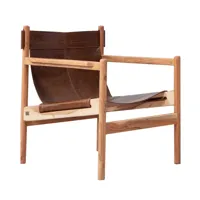 fauteuil en cuir et bois marron