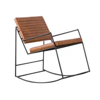 fauteuil en cuir et croûte de cuir marron 53 cm